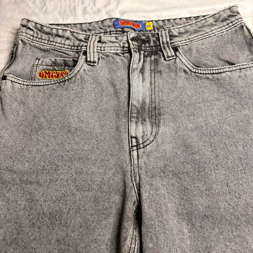 Empyre Loose Fit Grey Acid Wash Denim Jeans Shorts